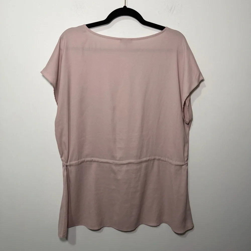 Ann Taylor women’s Mauve Tie-Waist Blouse Short Sleeve oversized Flowy Top in M - Picture 5 of 7